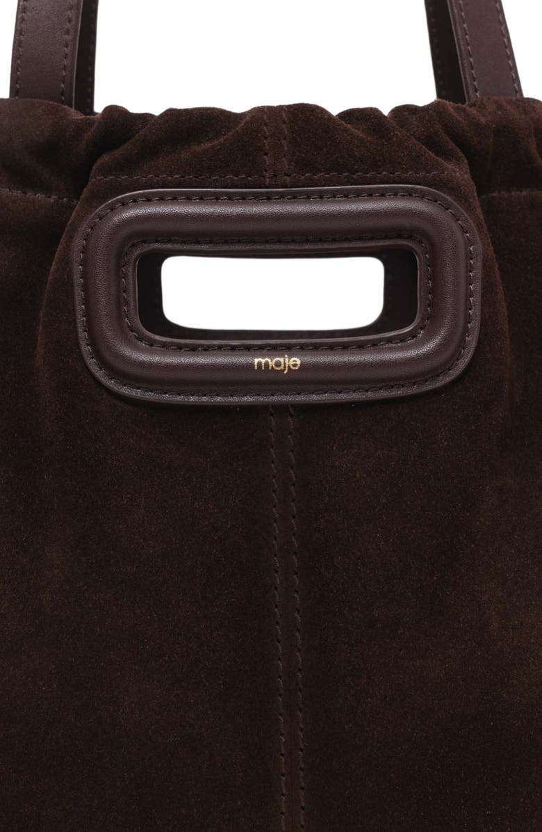 maje Suede Milpli tote bag, Alternate, color, Dark Brown