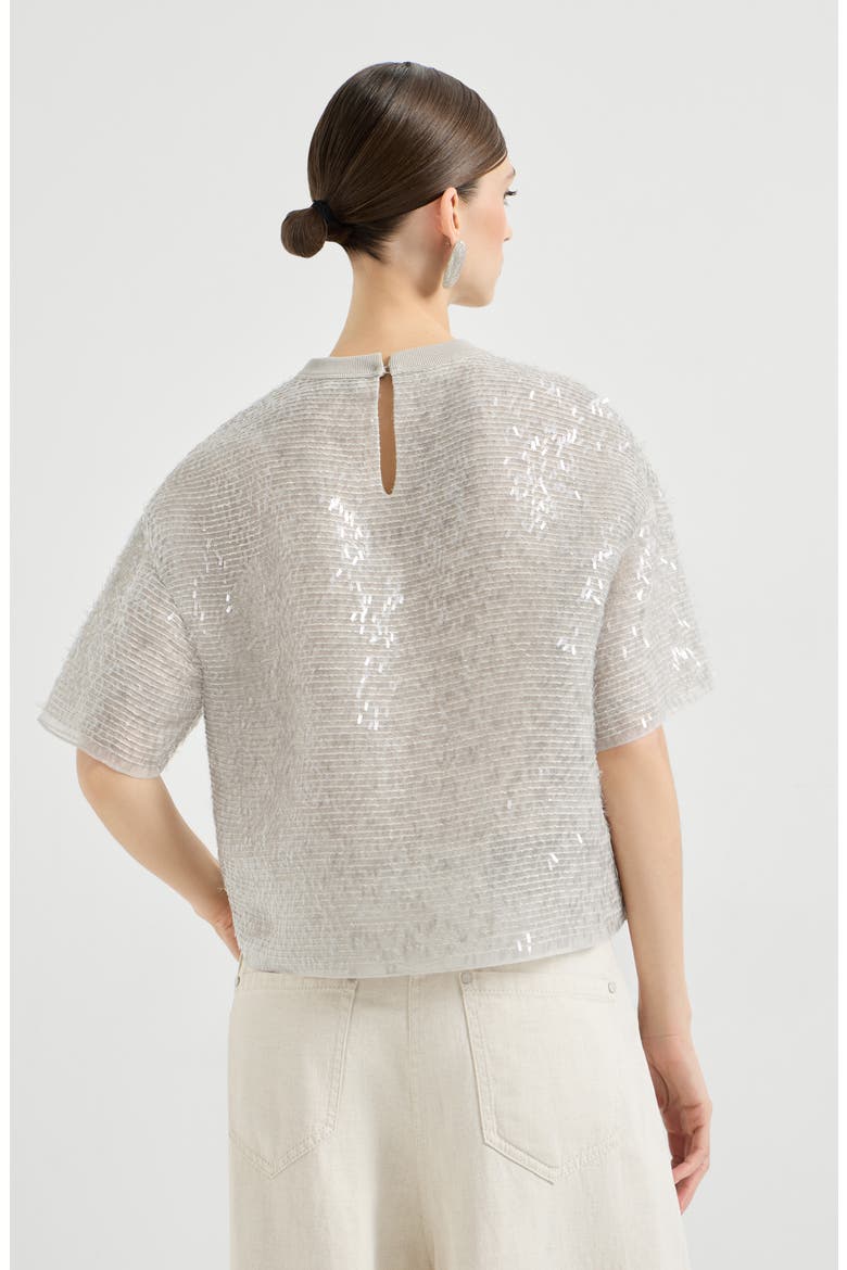 Dazzling embroidery T-shirt, Alternate, color, Silver