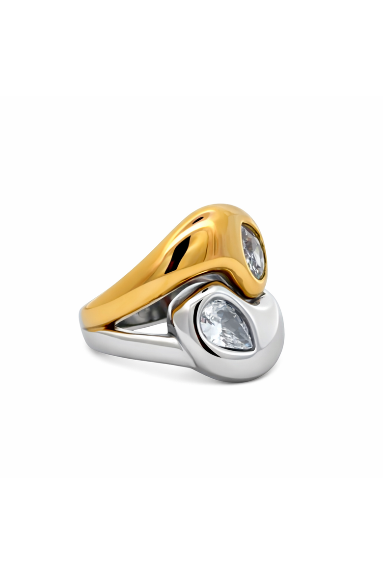 Modern Wave Ring with Two Tone Finish, Alternate, color, yellow