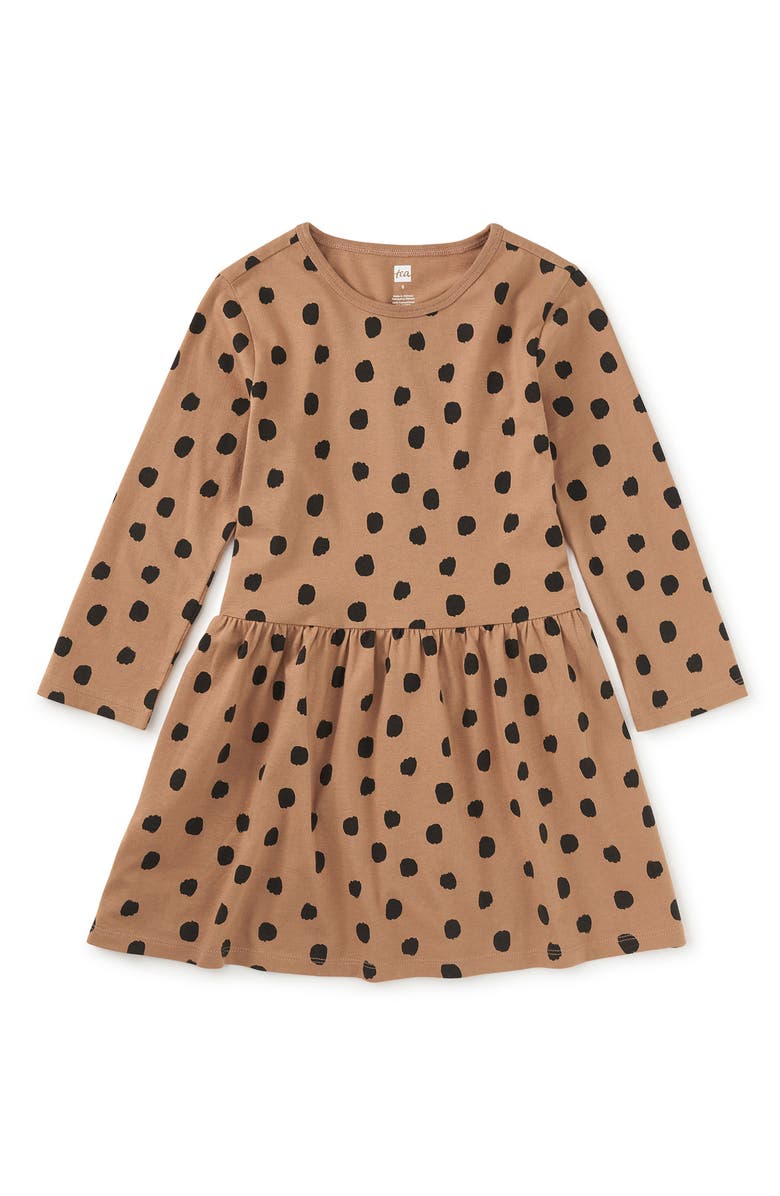 Tea Collection Long Sleeve Skirted Dress, Main, color, Leopard Dots