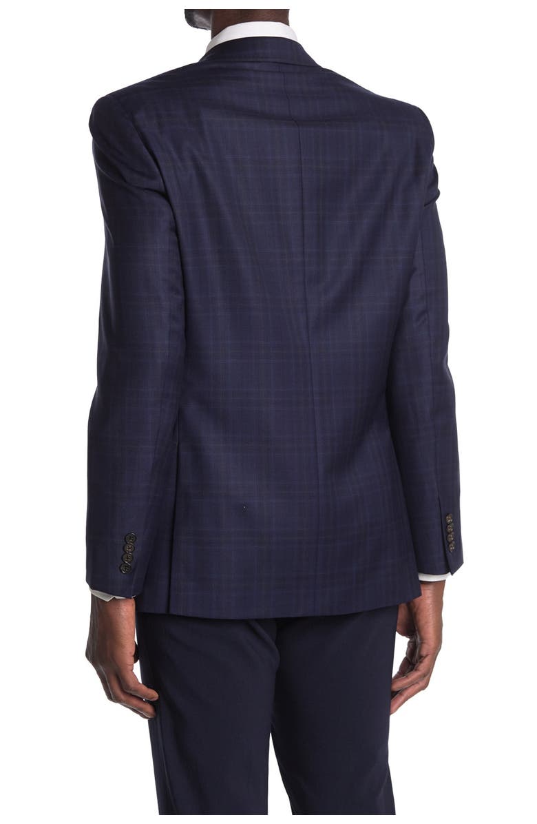 Ted Baker London Jarrett Navy Plaid Two-Button Notch Lapel Slim Fit Wool Sport Coat, Alternate, color, 