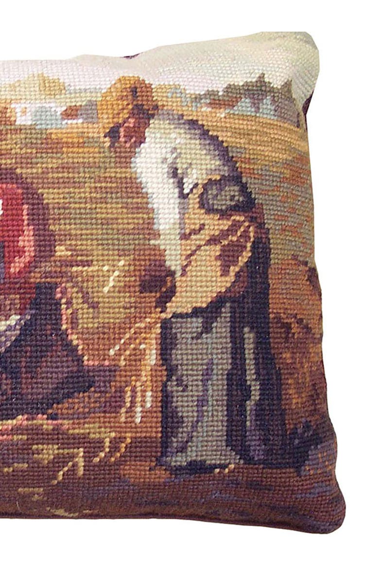 Gleaners Needlepoint Pillow, 12" x 16", Alternate, color, Brown