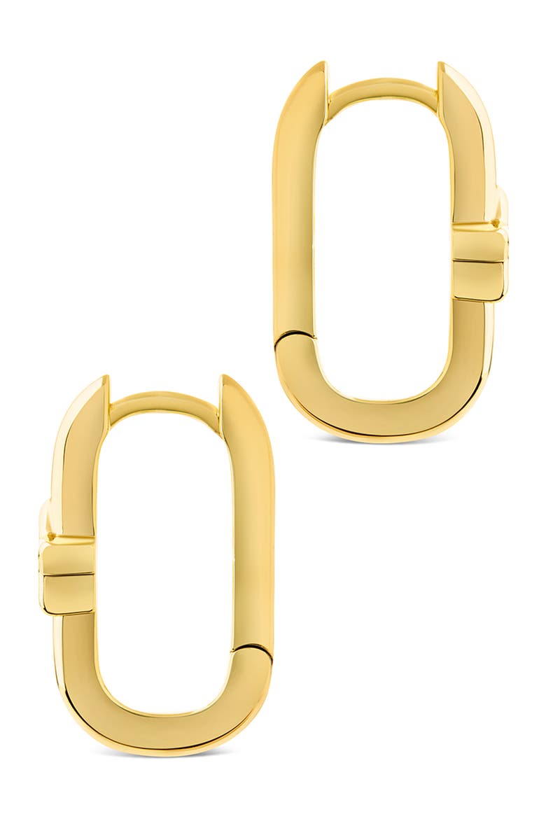 Bodil Cubic Zirconia Star Oval Hoop Earrings, Alternate, color, GOLD