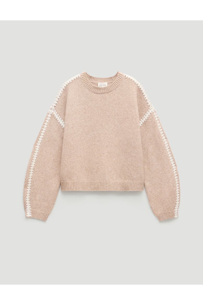 Whitney Whipstitch Knitted Sweater, Alternate, color, Stone White