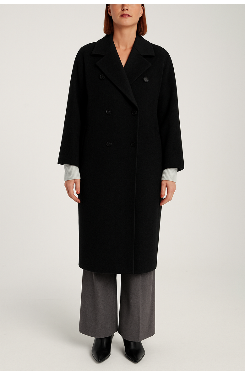 1982 Cashmere Double Breasted Long Coat, Main, color, Black