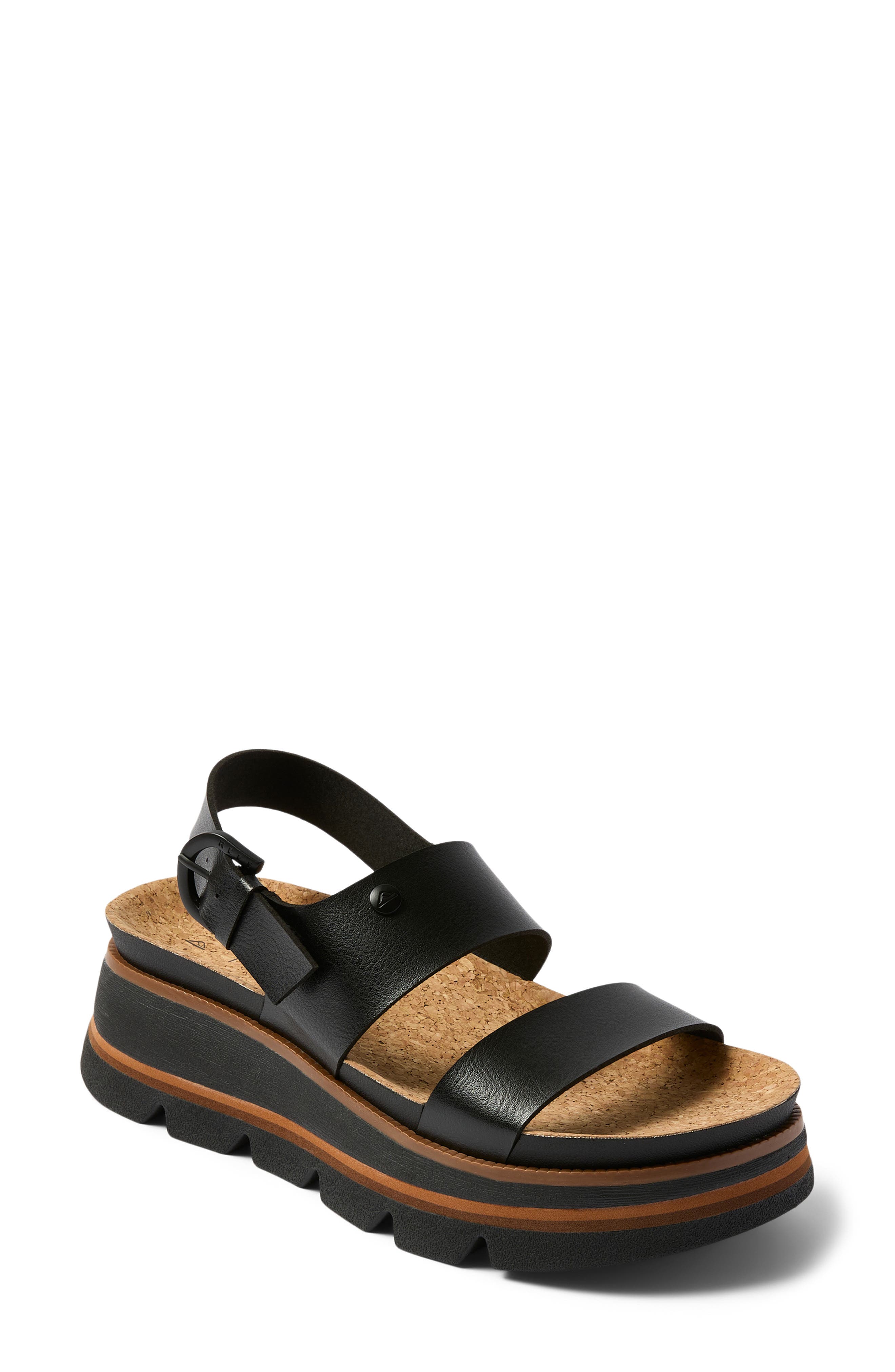 Reef Vista Luxe Liah Slingback Platform Sandal, Main, color, Black