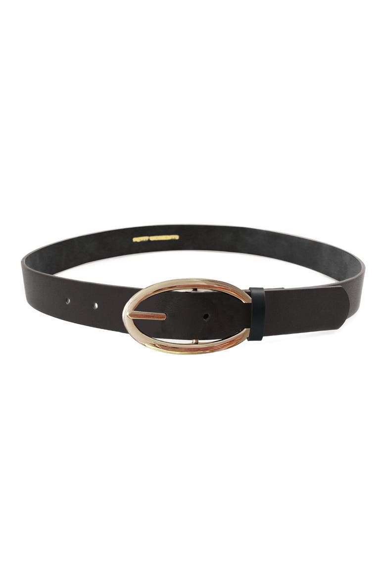 Sleekline Faux Leather Belt, Main, color, BLACK/ GOLD