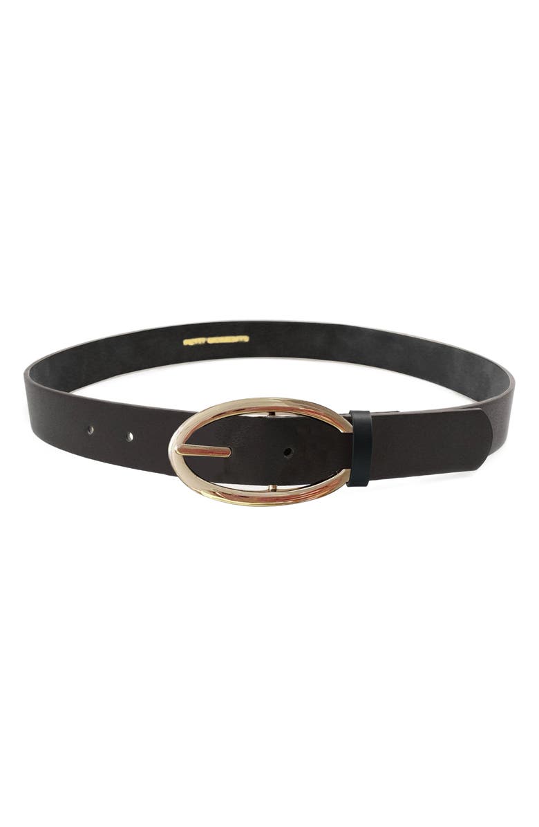 Petit Moments Sleekline Faux Leather Belt, Main, color, Black/ Gold