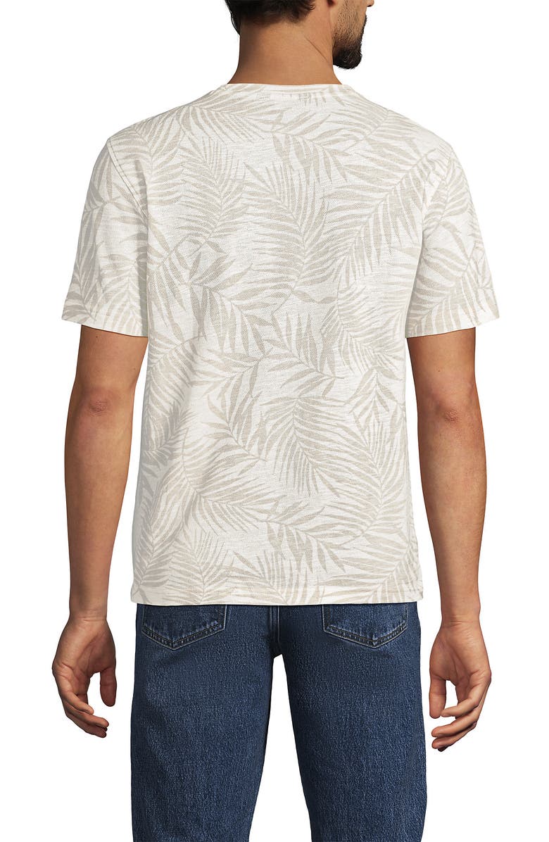 Lands' End Short Sleeve Cotton Linen Tee, Alternate, color, Pumice Stone Palm