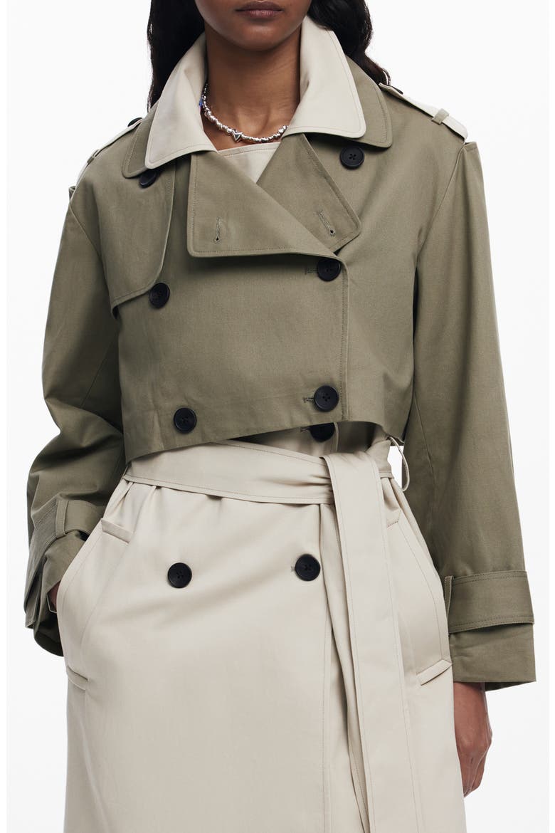 Colorblock Two-Piece Trench Coat, Main, color, GREY-GREEN