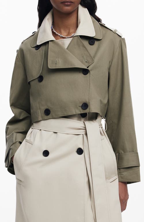 Desigual Colorblock Two-piece Trench Coat In Grey-green