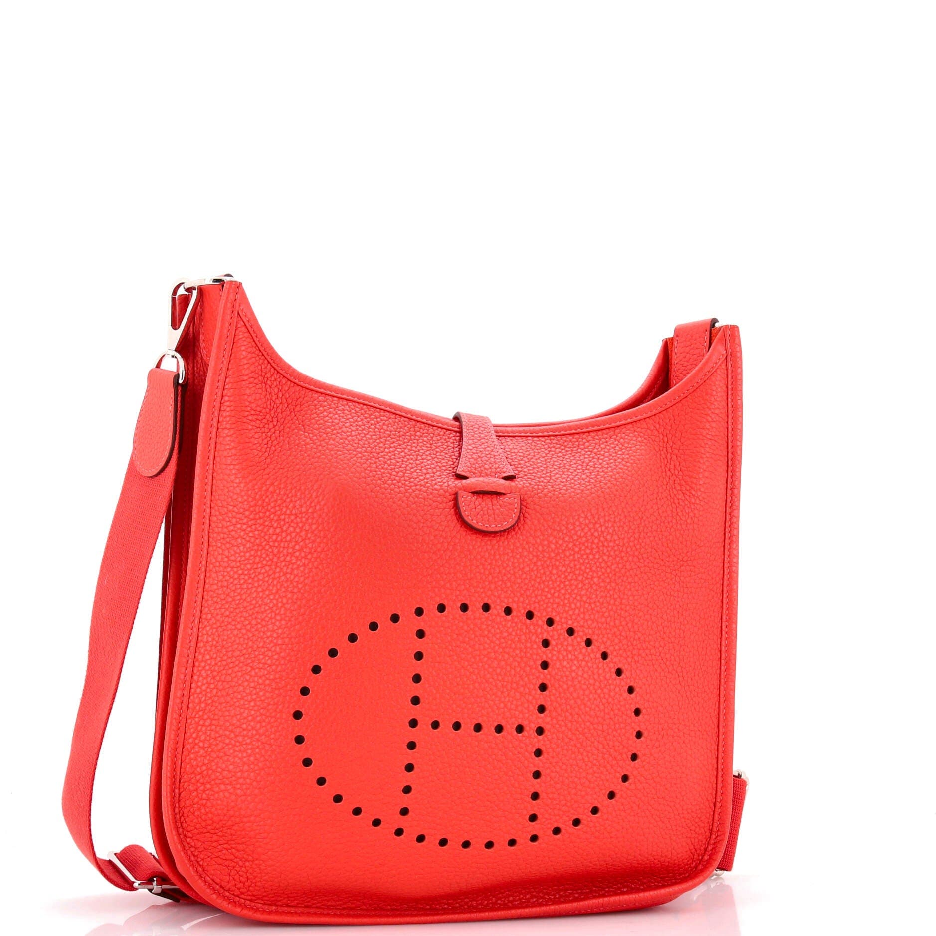 Pre-Owned Hermes Evelyne Bag Gen III Clemence PM, Alternate, color, Rouge Pivoine