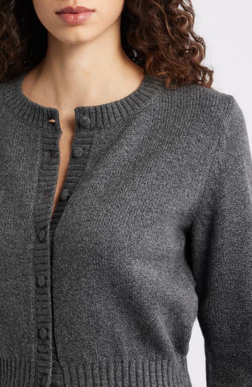 525 Covered Button Cardigan In Gray