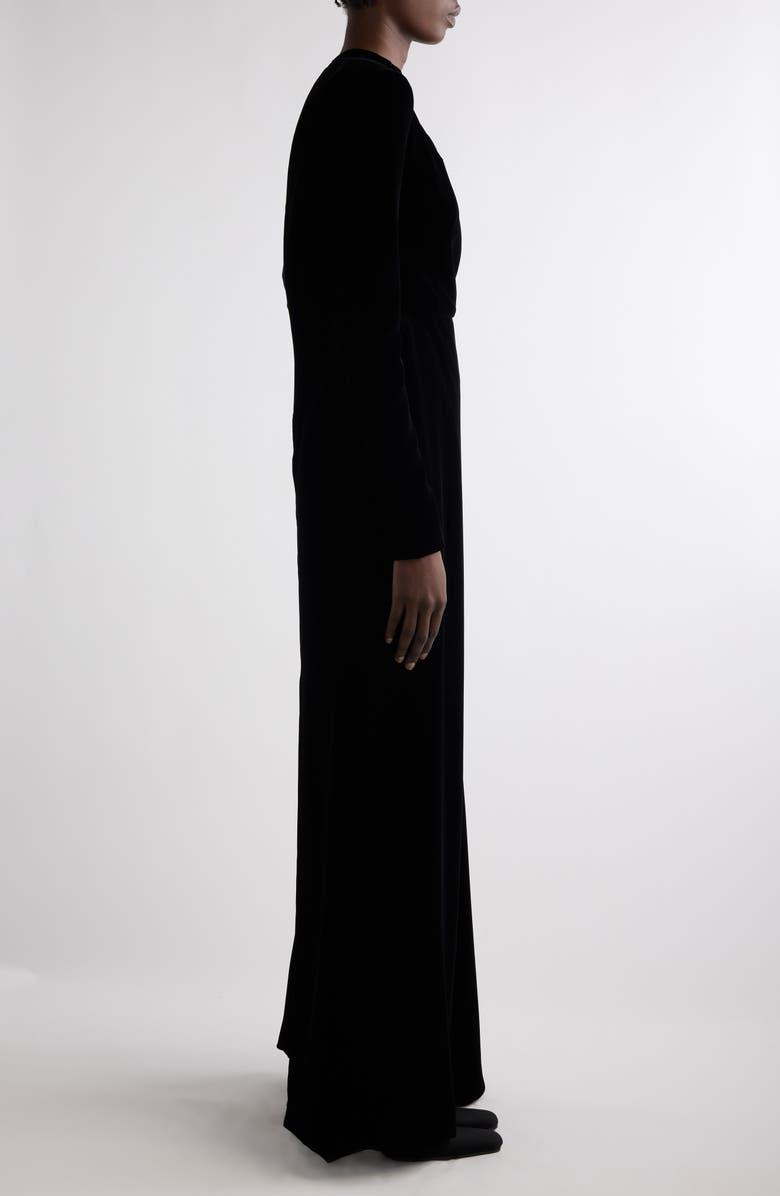 Balenciaga Padded Long Sleeve Velvet Gown, Alternate, color, 