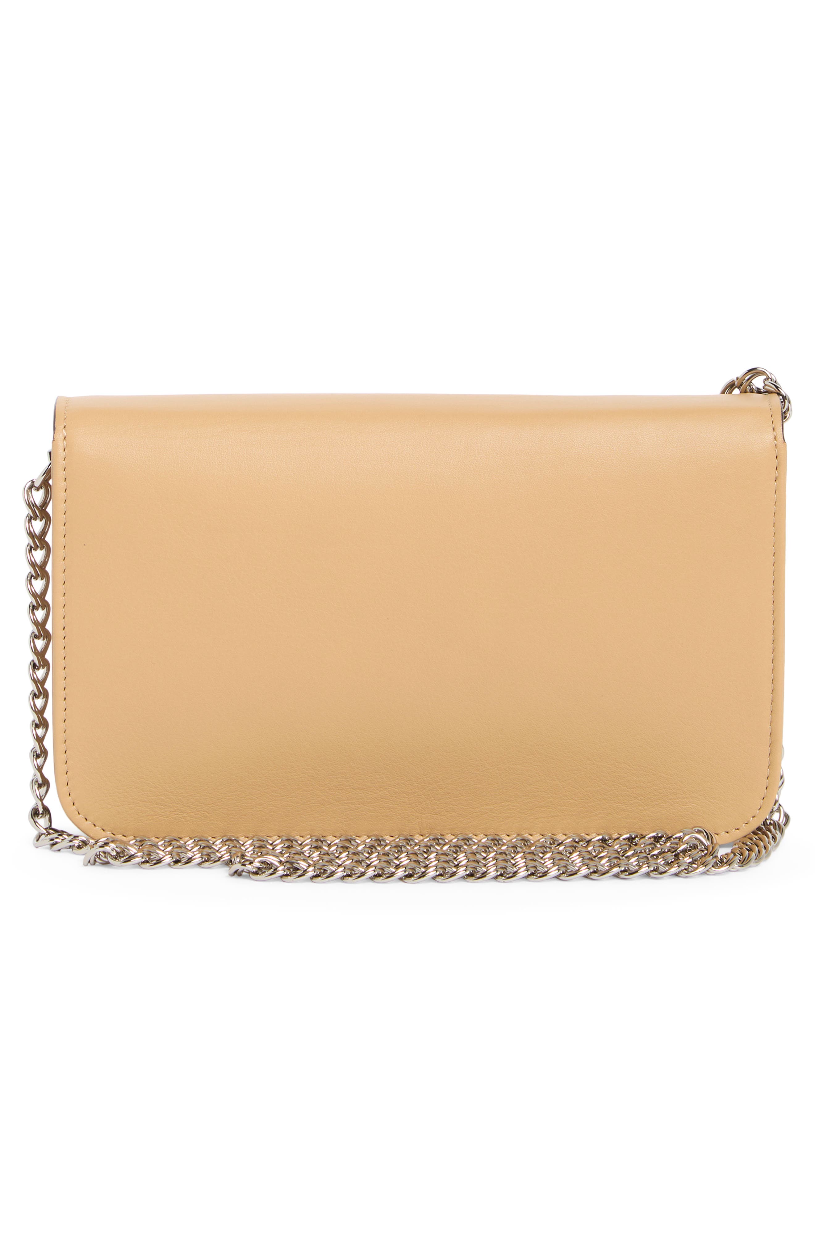 Mademoiselle Leather Wallet on a Chain, Alternate, color, BEIGE