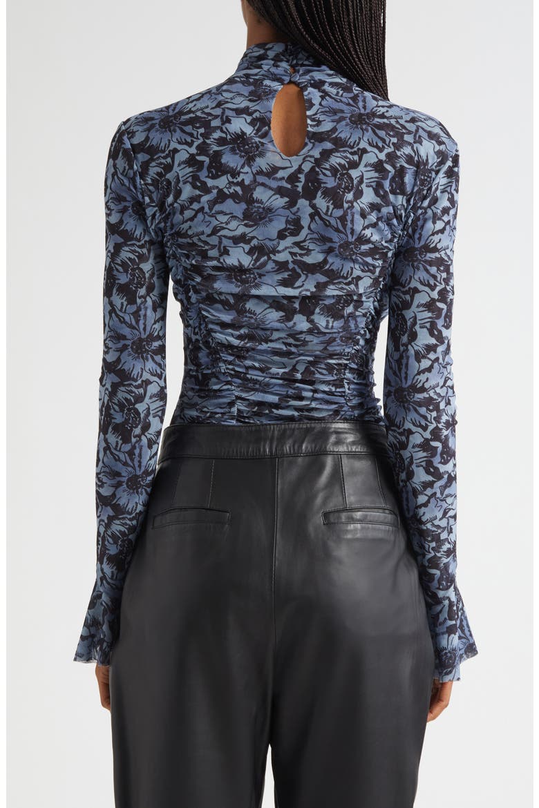 Lucy Graphic Cosmos Mock Neck Mesh Top, Alternate, color, IRIS CLOUD/ BLACK
