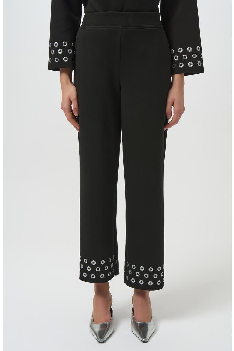 Grommet Detail Straight Leg Pants, Main, color, BLACK