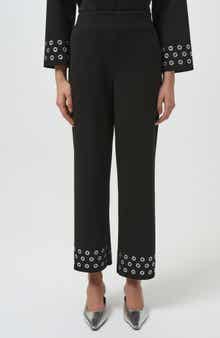 Grommet Detail Straight Leg Pants