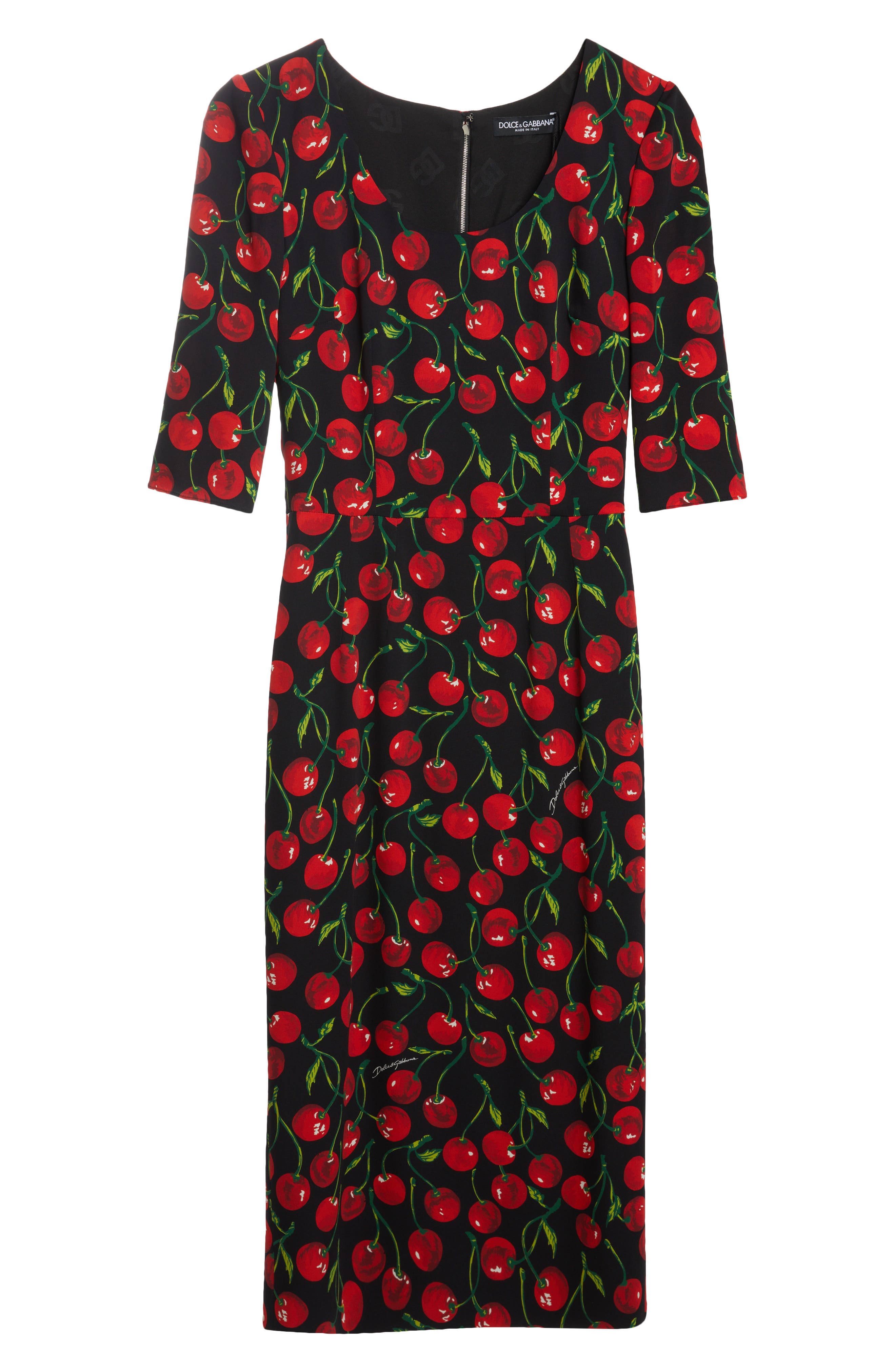 Dolce&Gabbana Cherry Print Stretch Silk Sheath Dress (Women) | Nordstrom