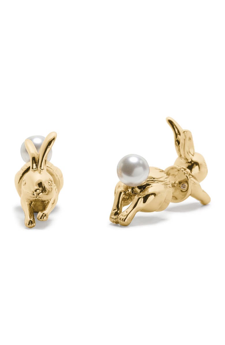 Kate Spade New York front/back bunny stud earrings, Main, color, 