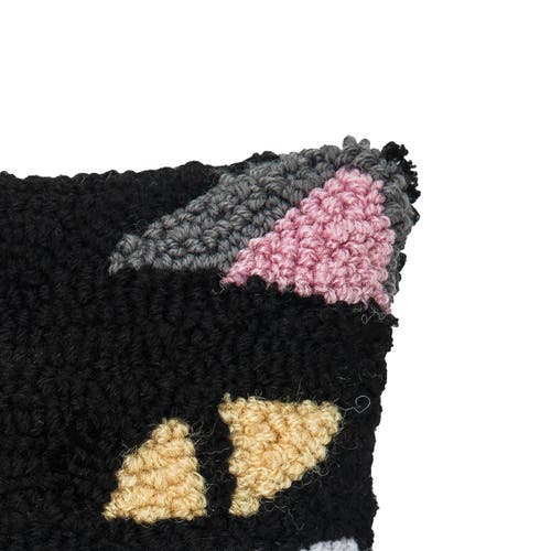 C & F Home C&f Home Black Cat Small Petite Hooked Halloween Accent Pillow, 8" X 8" In Black