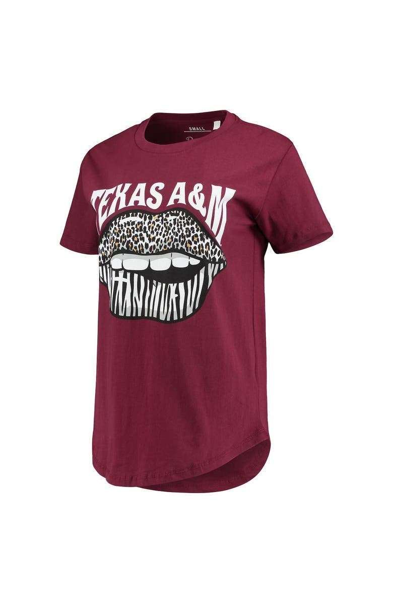 PRESSBOX Women's Pressbox Maroon Texas A&M Aggies Wild Lips Core T-Shirt, Alternate, color,