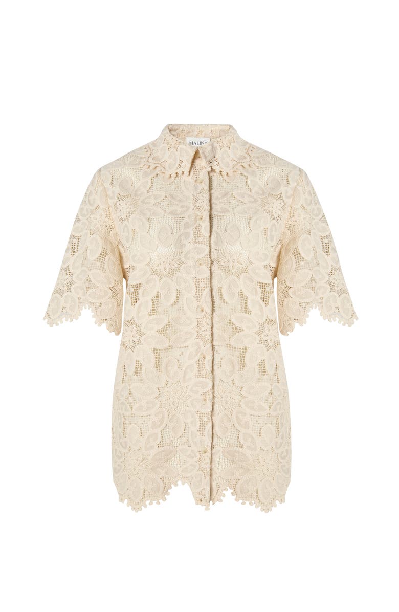 Malina Ari Guipure Lace Shirt, Alternate, color, Sand