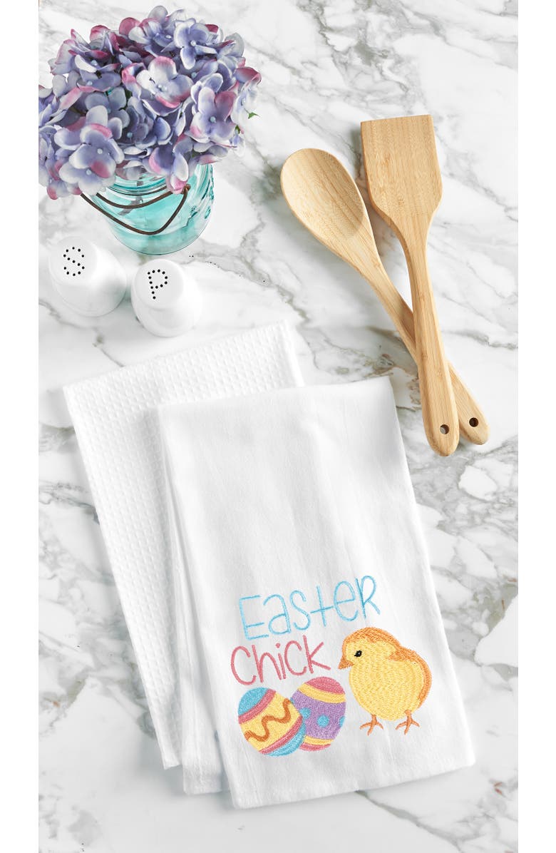 C&F Home "Easter Chick" w/ Spring Eggs Flour Sack Embroidered Flour Sack Kitchen Dishtowel, Alternate, color, White