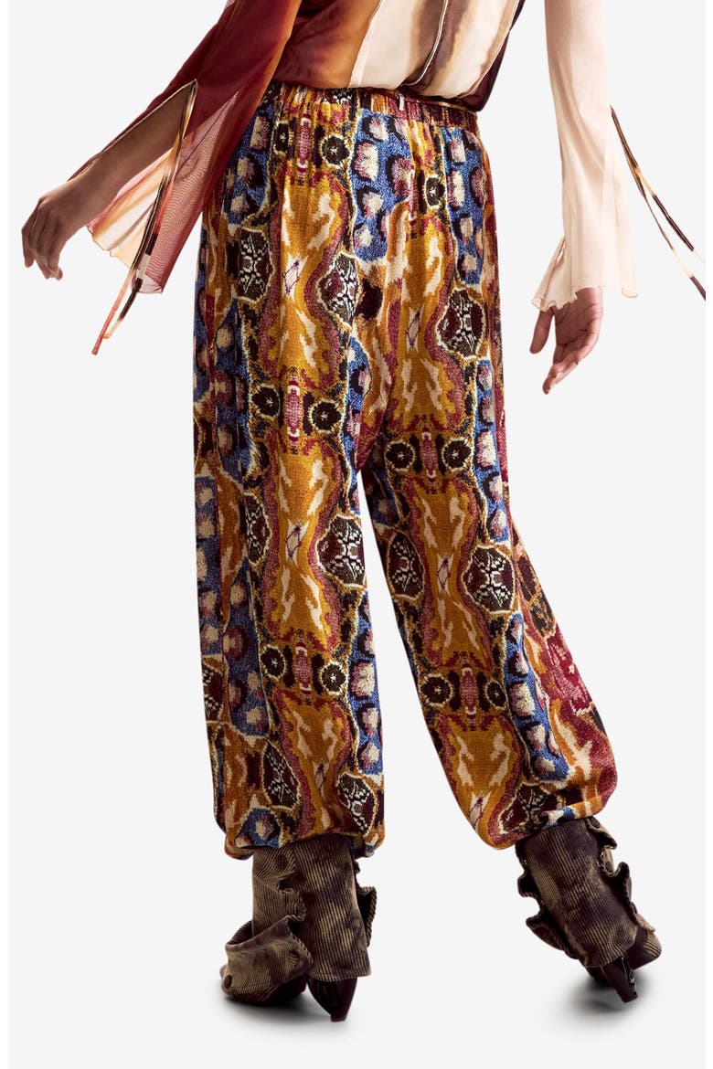 Mix Print Wide Leg Pants, Alternate, color, BURGUNDY MULTI