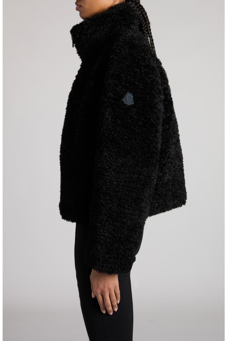 Bridoire Faux Shearling Bomber Jacket, Alternate, color, BLACK