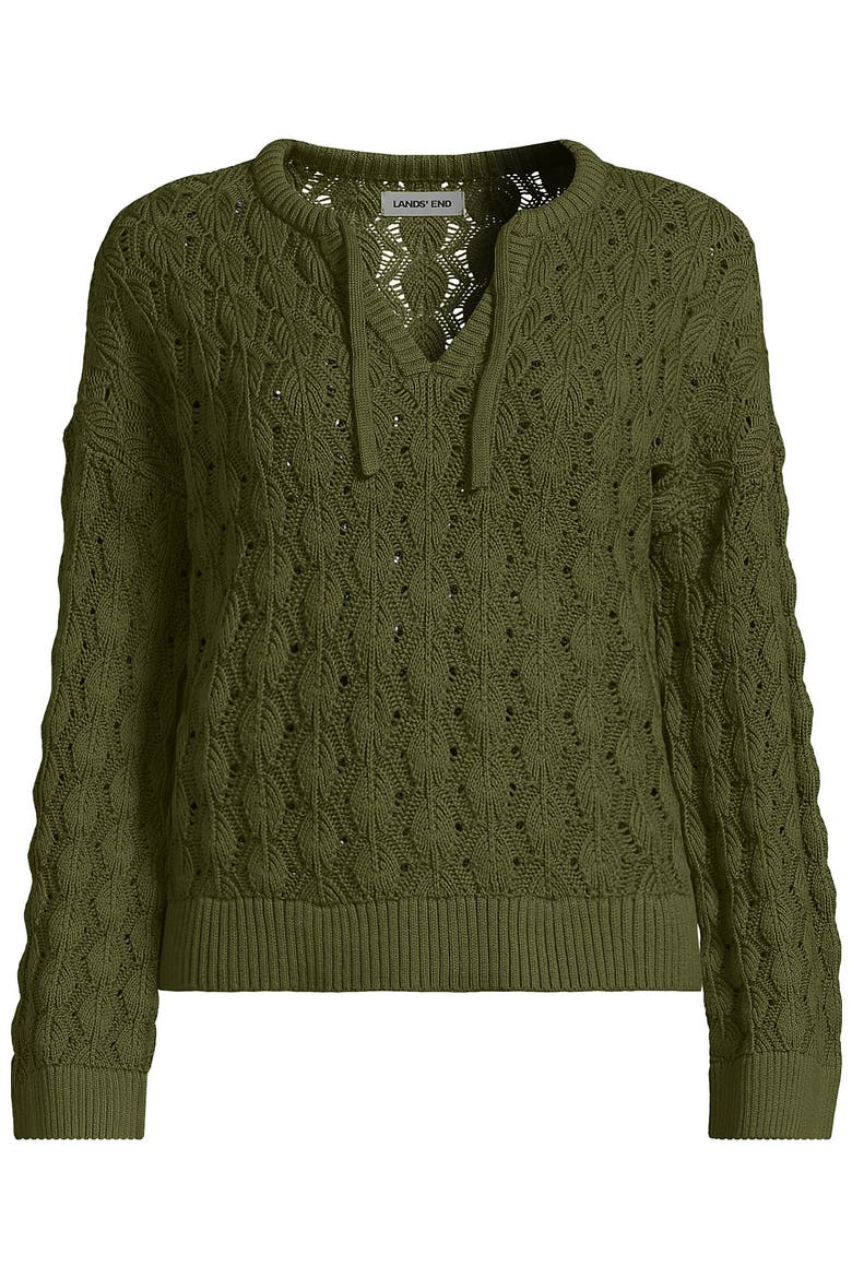 Drifter Tie Notch Neck Sweater, Alternate, color, Artichoke
