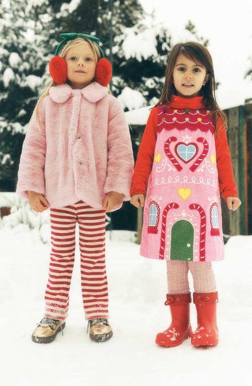 Mini Boden Kids' Stripe Rib Knit Flare Leggings In Red