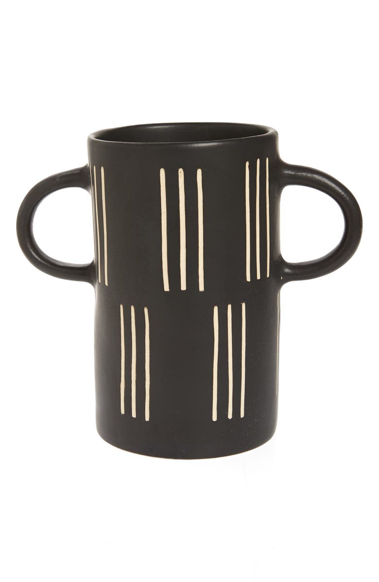 The Conran Shop Wax Resist Stripe Handle Vase, Main, color, 