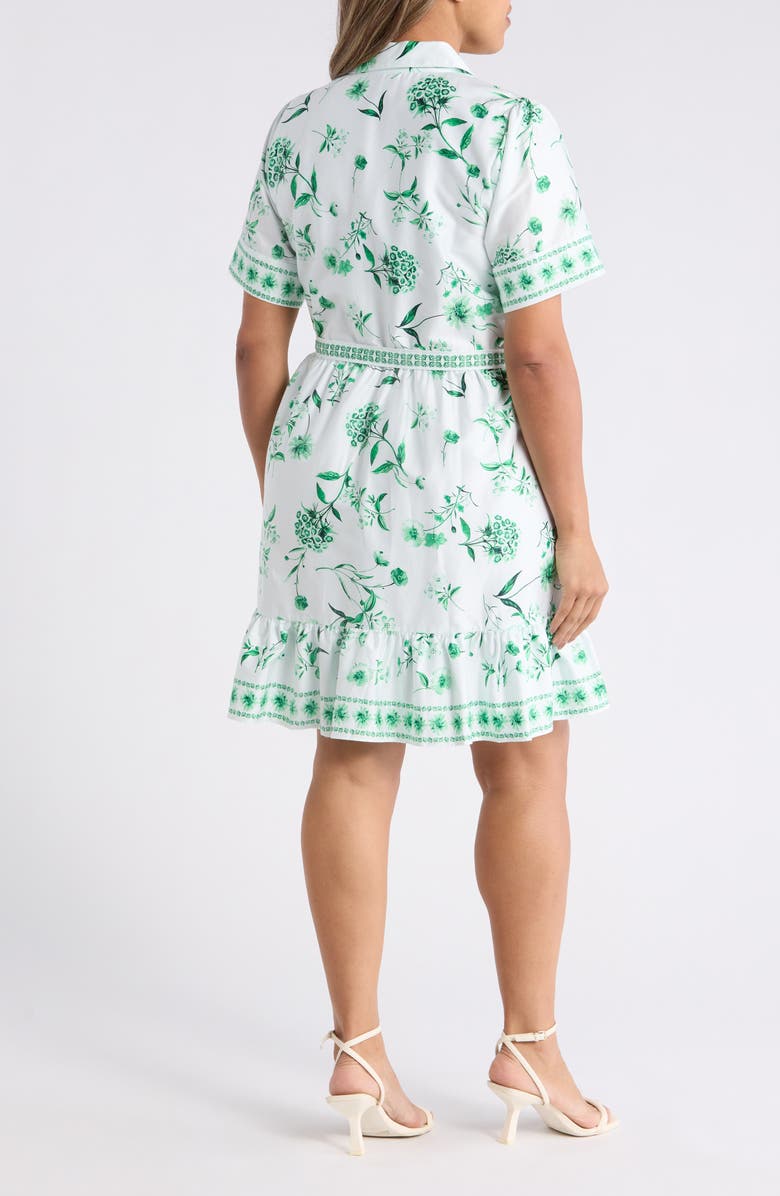 CeCe Floral Stretch Cotton Shirtdress, Alternate, color, Vibrant Kelly