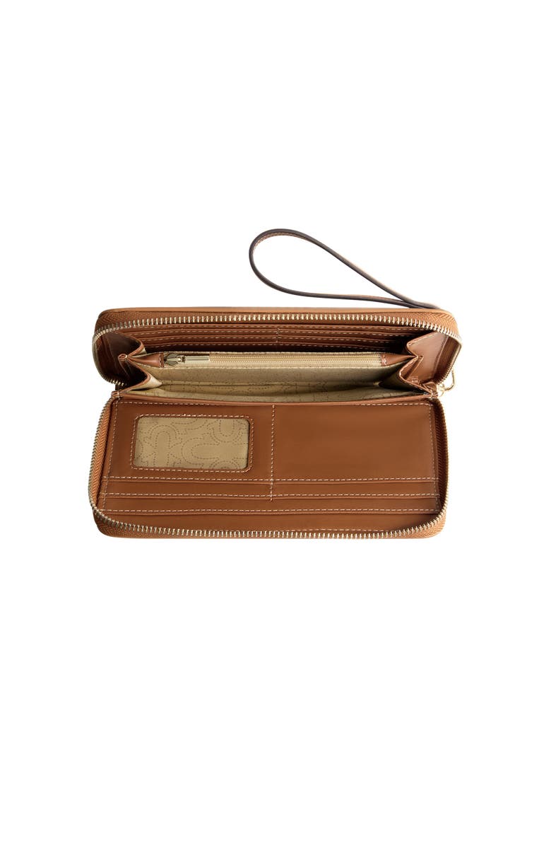 True Religion Buddha Patch Zip Around Wristlet, Alternate, color, Dark Denim