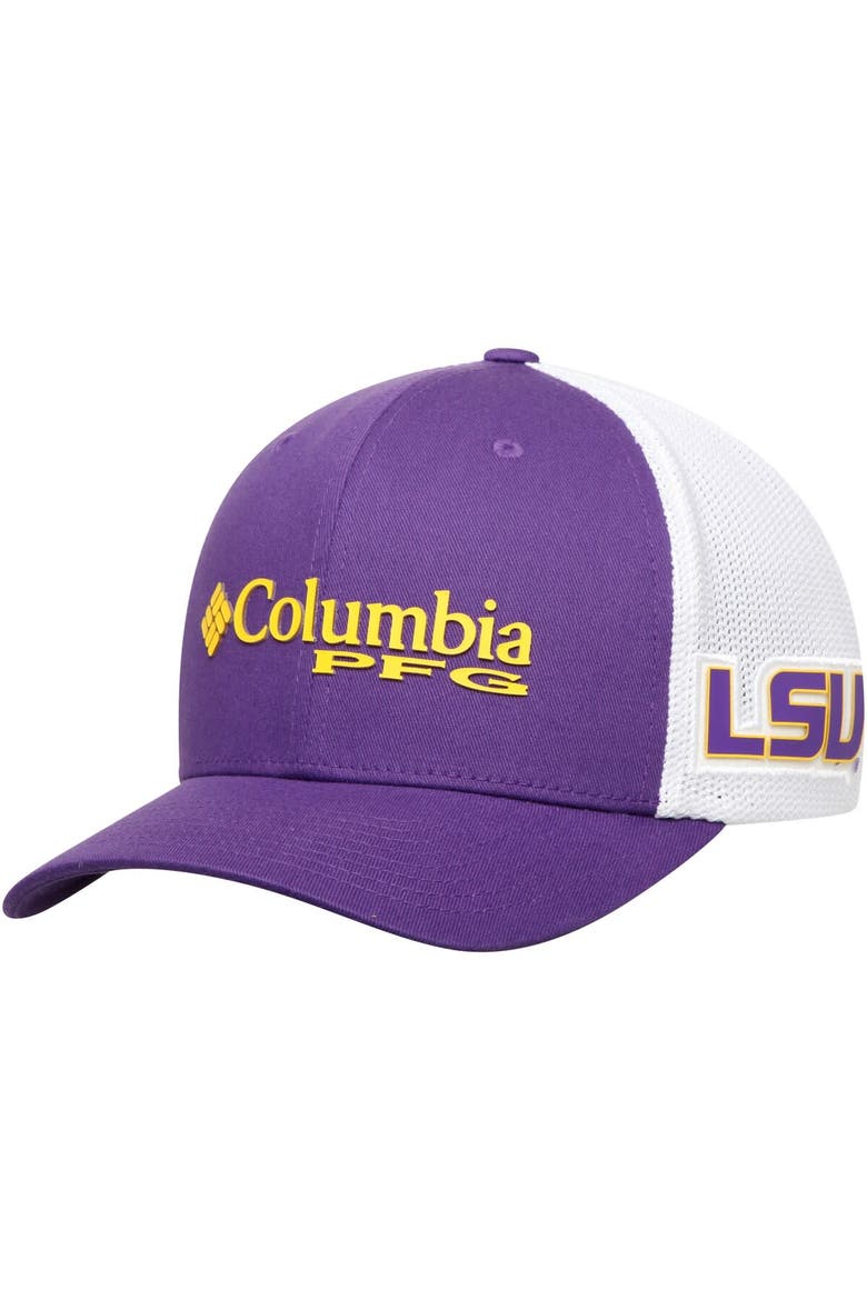 Men's Columbia Purple LSU Tigers Collegiate PFG Flex Hat, Main, color, Purple