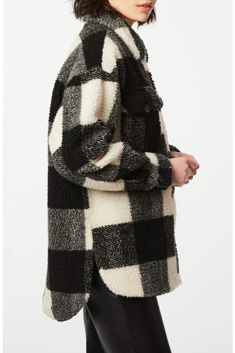 Plaid Fleece Shirt Jacket, Alternate, color, BLACK/ WHITE