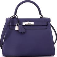 Pre-Owned Hermes Kelly Handbag Verso Evercolor with Palladium Hardware 28