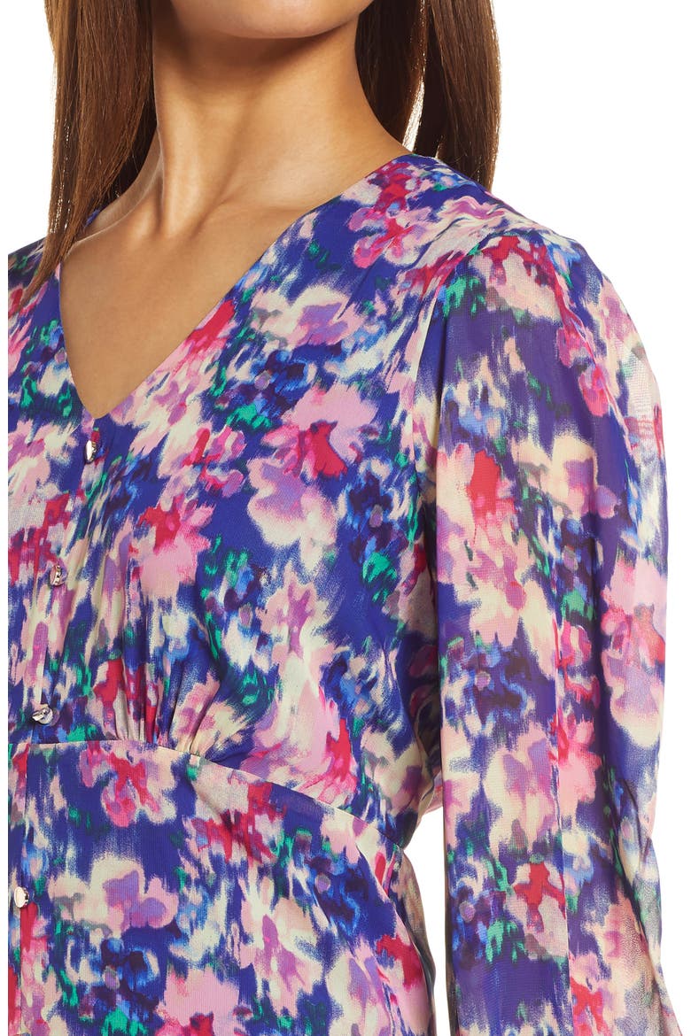 Floral Long Sleeve Midi Dress, Alternate, color, BLUE MULTI