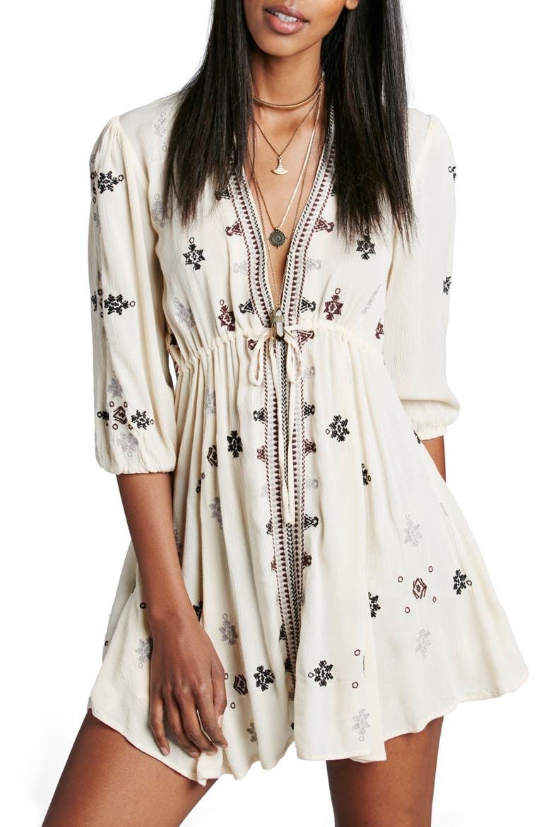 'Star Gazer' Embroidered Tunic Dress, Main, color, NEUTRAL COMBO