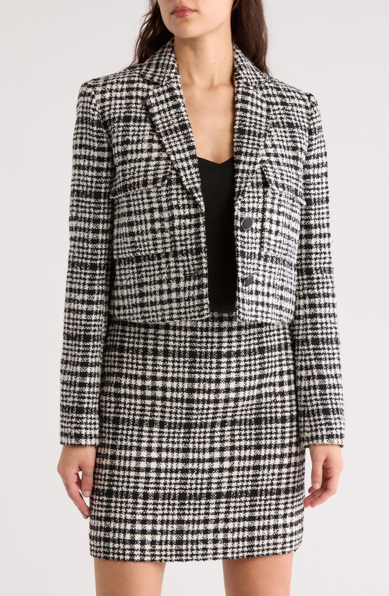 Calvin Klein Houndstooth Cropped Jacket, Main, color,