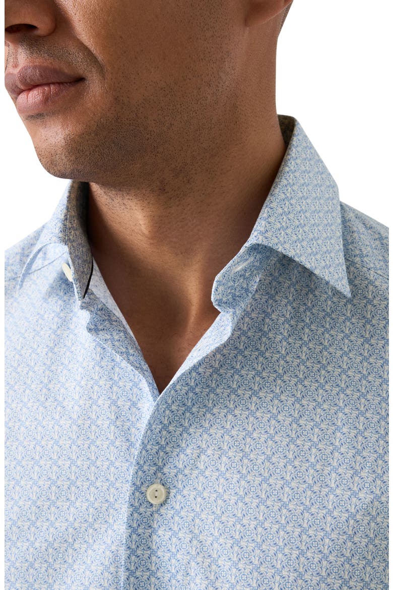 Contemporary Fit Geometric Print Cotton Dress Shirt, Alternate, color, BLUE