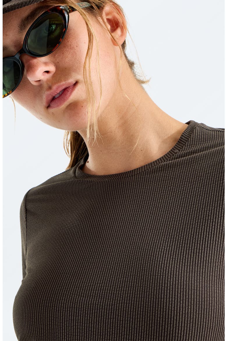 Golden Ridge LightRange Ribbed Performance Long Sleeve Tee, Alternate, color, DARK CHESTNUT