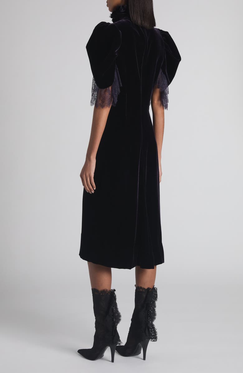 McQueen Puff Sleeve Velvet Cocktail Dress, Alternate, color, Violet