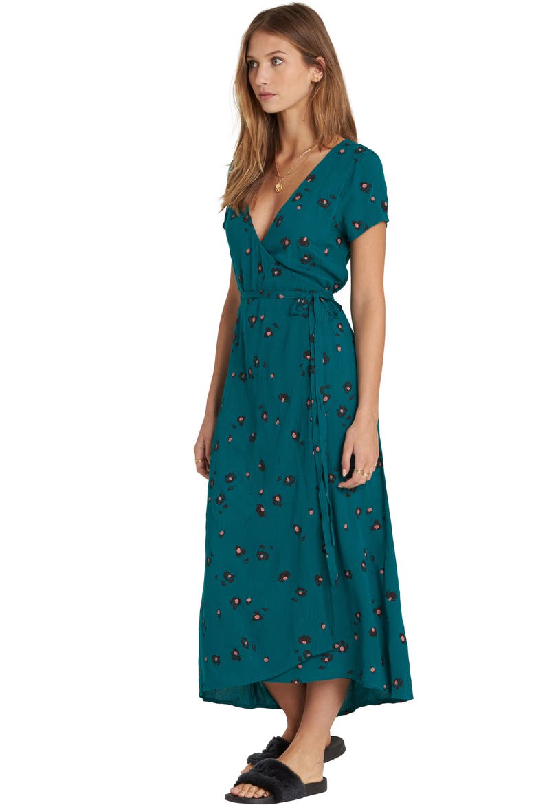 Wrap Me Up Print Midi Dress, Alternate, color, DEEP LAGOON