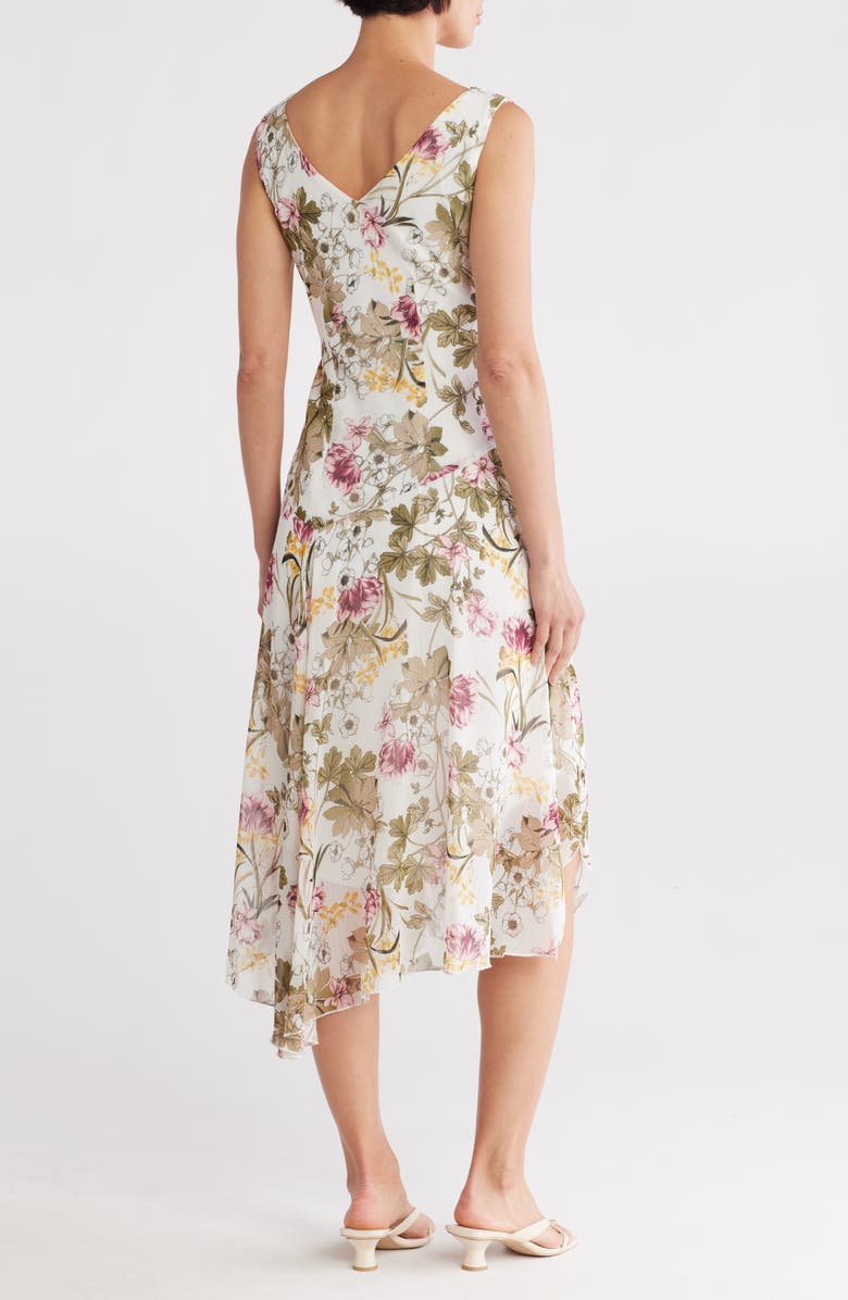 Connected Apparel Asymmetric Hem Chiffon Dress, Alternate, color,