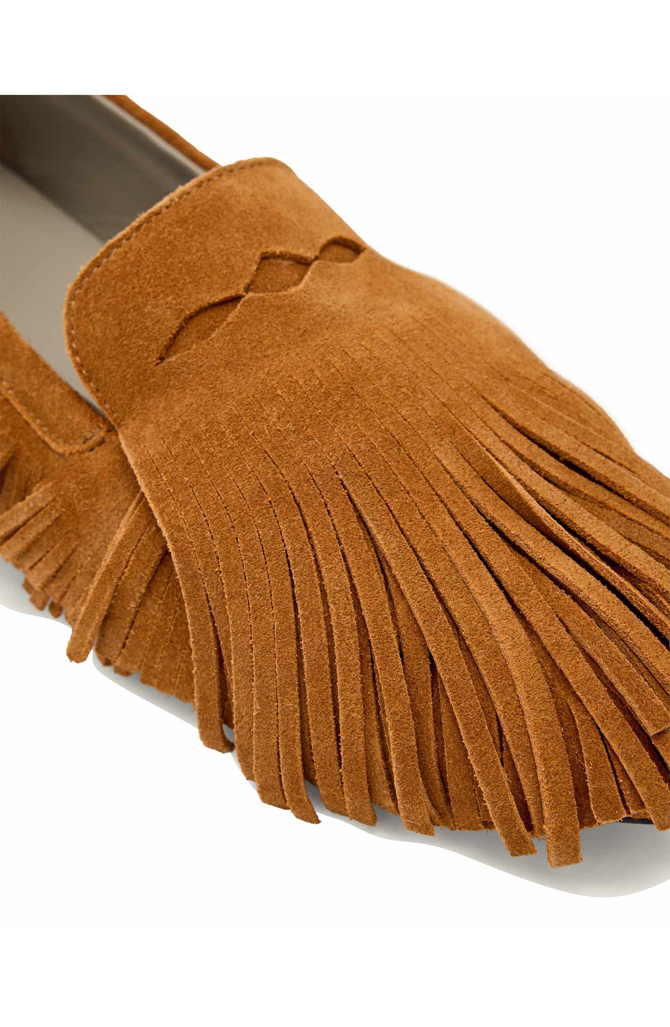 AllSaints Sandy Fringe Loafer, Alternate, color, Tan Brown