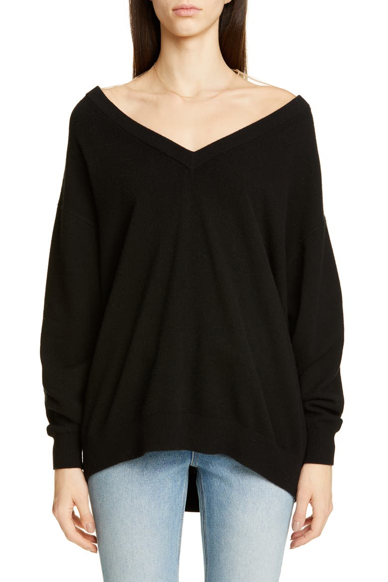 Illusion Neck Sweater, Main, color, BLACK