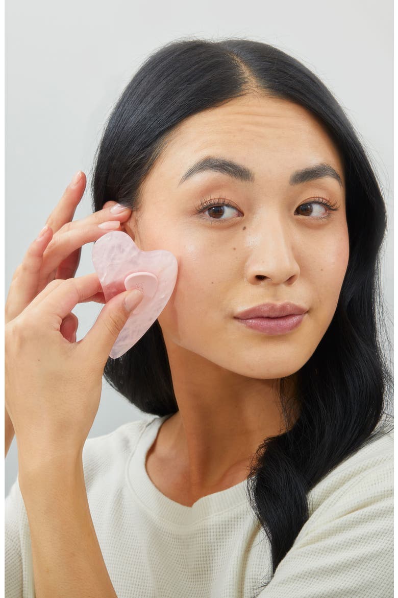 Gua Sha Rose Quartz Facial Tool, Alternate, color, ROSE QUARTZ
