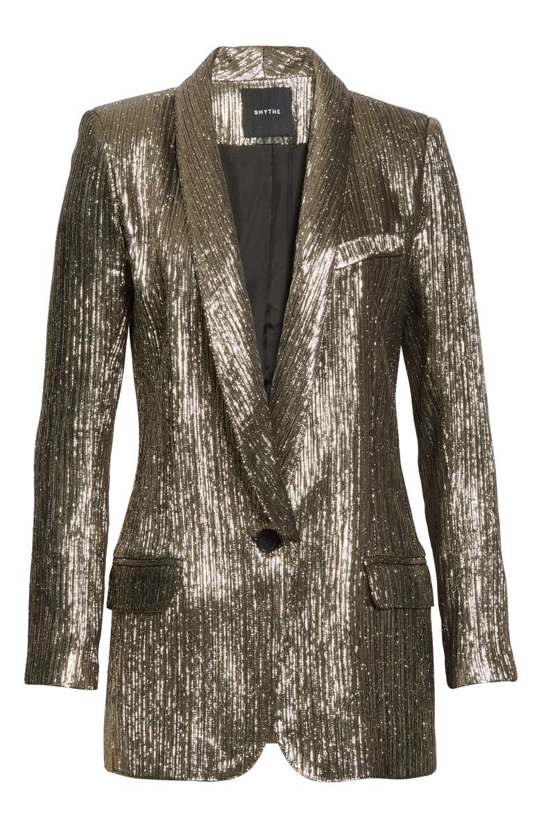 Smythe Long Shawl Collar Metallic Blazer, Alternate, color, 